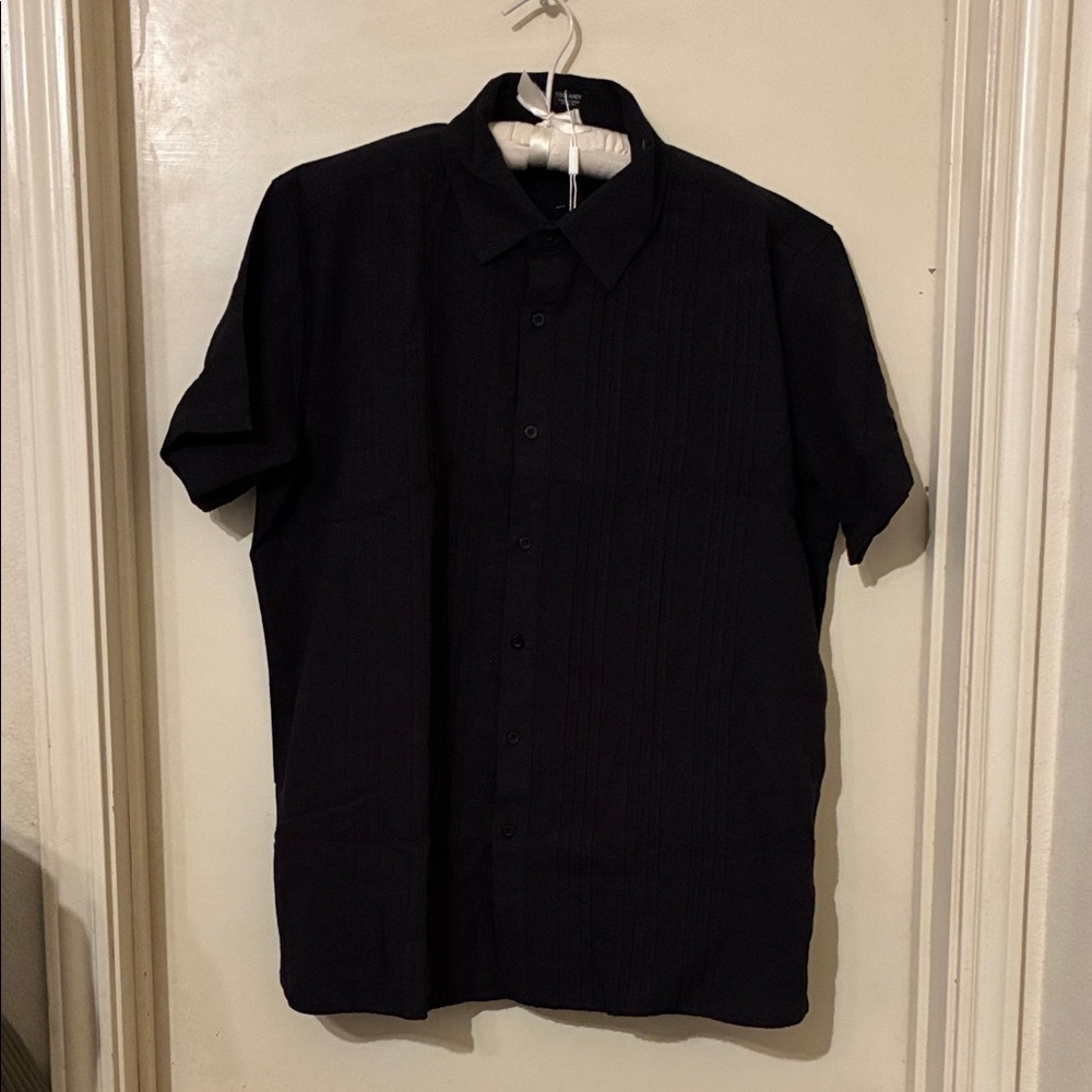 NWT COOFANDY Men's Cuban Linen Shirt Short Sleeve Summer Beach Guayabera Shirts